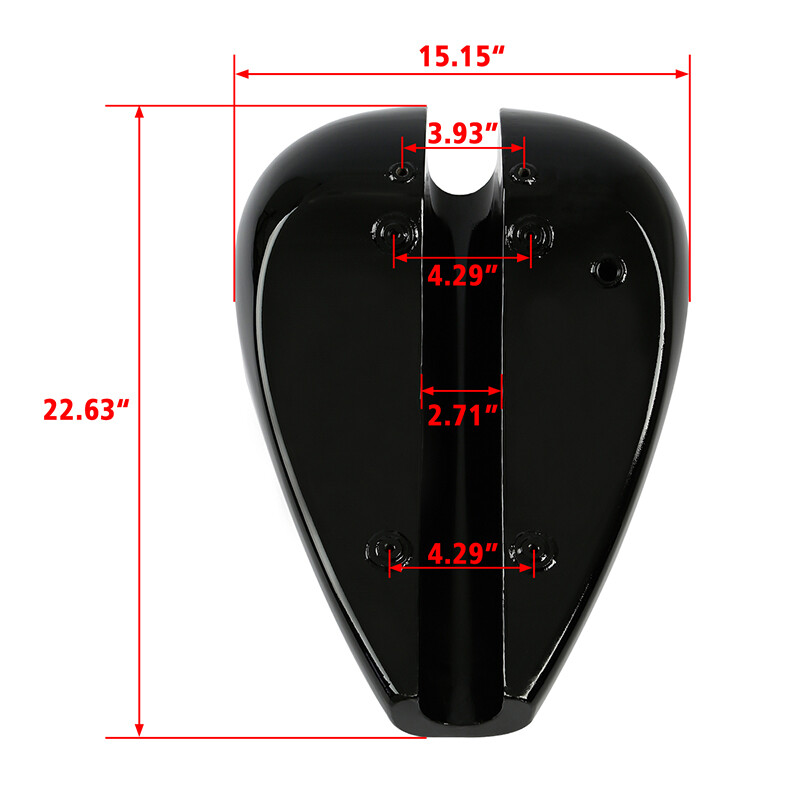 Vivid Black 4.7gal. Gallon Stretched Fuel Gas Tank Fit For Harley Bobber Chopper