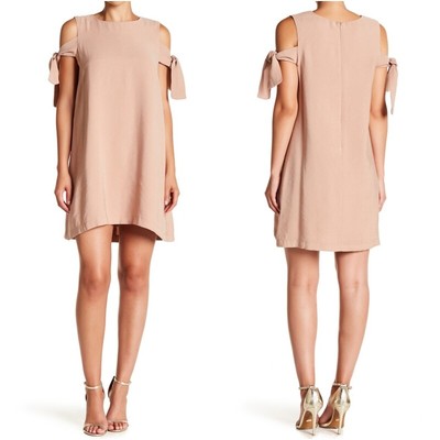 J.O.A. Dress Size M Tie Cold Shoulder Shift Dress Tan Brown NWOT
