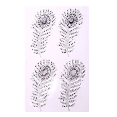 CraftbuddyUSCB027 4 Self Adhesive Feather Glitter Diamante Rhinestone Gems