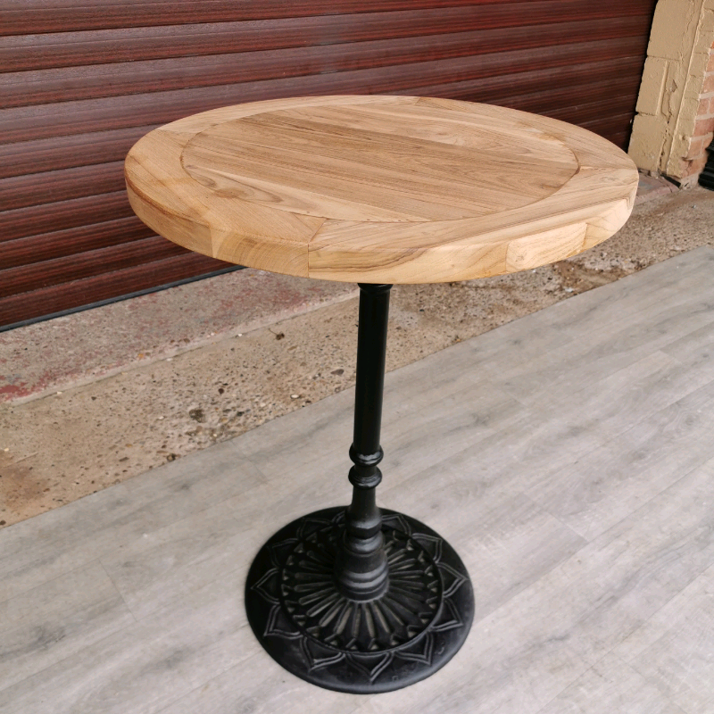 Besp-Oak Cast Iron Metal & Teak Wood Round Side Table/Bar Table | in