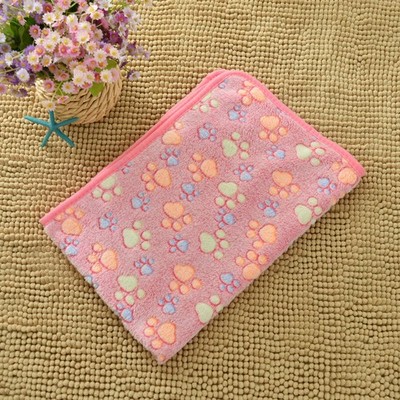 Pink Pet Blanket Set ??? Plush Paw Print Design, 3-Piece Pack (S/M/L Sizes)
