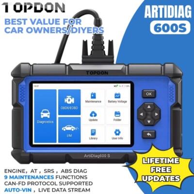 2024 TOPDON AD600S OBD2 Scanner Engine ABS SRS SAS AT TPMS EPB Diagnostic Tool