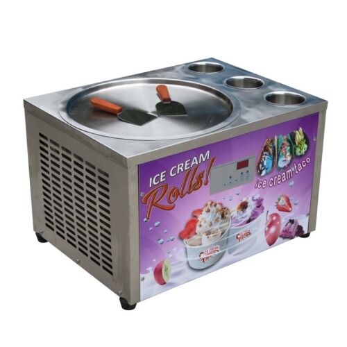 Commercial Tabletop 18" single round pan with 3 tanks roll ice cream machine