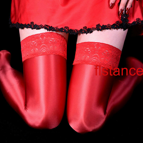 Women's Wet Look Satin Hold Up Tights Oily Glossy Shiny Long Stockings Hosiery