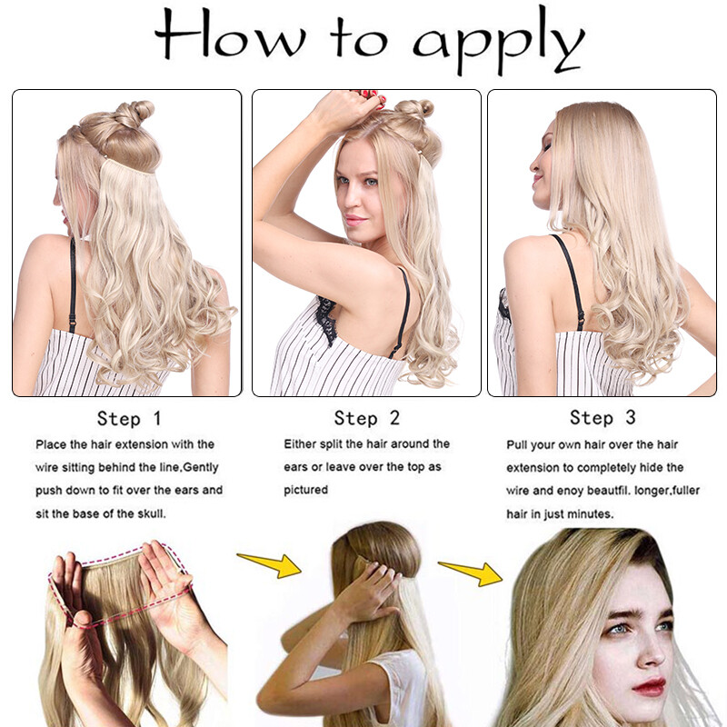 US Wire In Hair Extensions Elastic Band Secret Miracle Ring Real as Human Thick