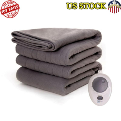 Electric Heated Blanket Full Gray 72''x84'' Therapeutic Warmth 10 Heat Settings US