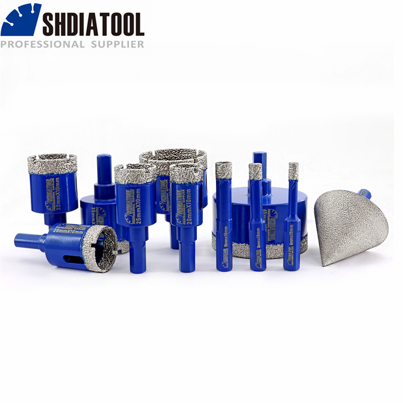 Diamond Hole Saw Kit Set for Tile Porcelain Marble 11pc Shank Core Drilling Bit