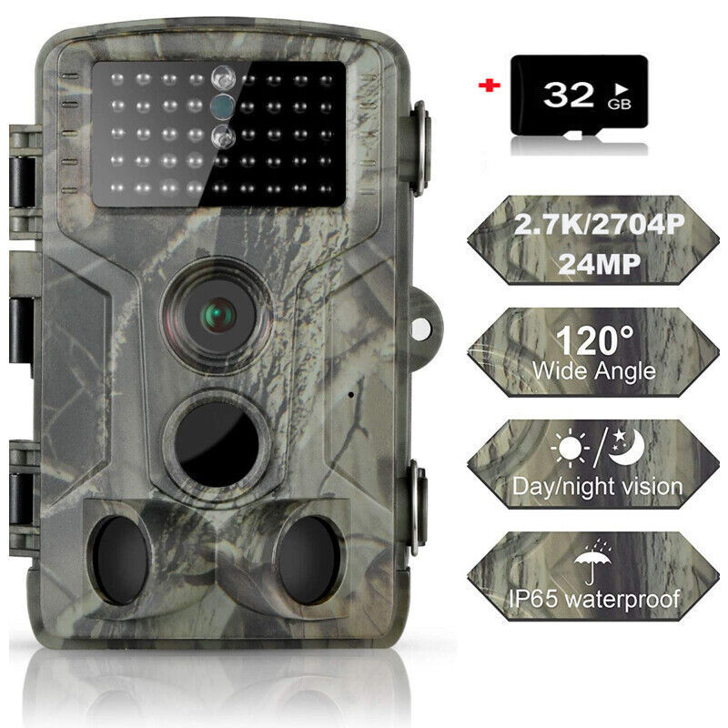 2 Pack No Glow Hunting Trail Camera 24MP 2.7K Wildlife Scouting Night Vision Cam