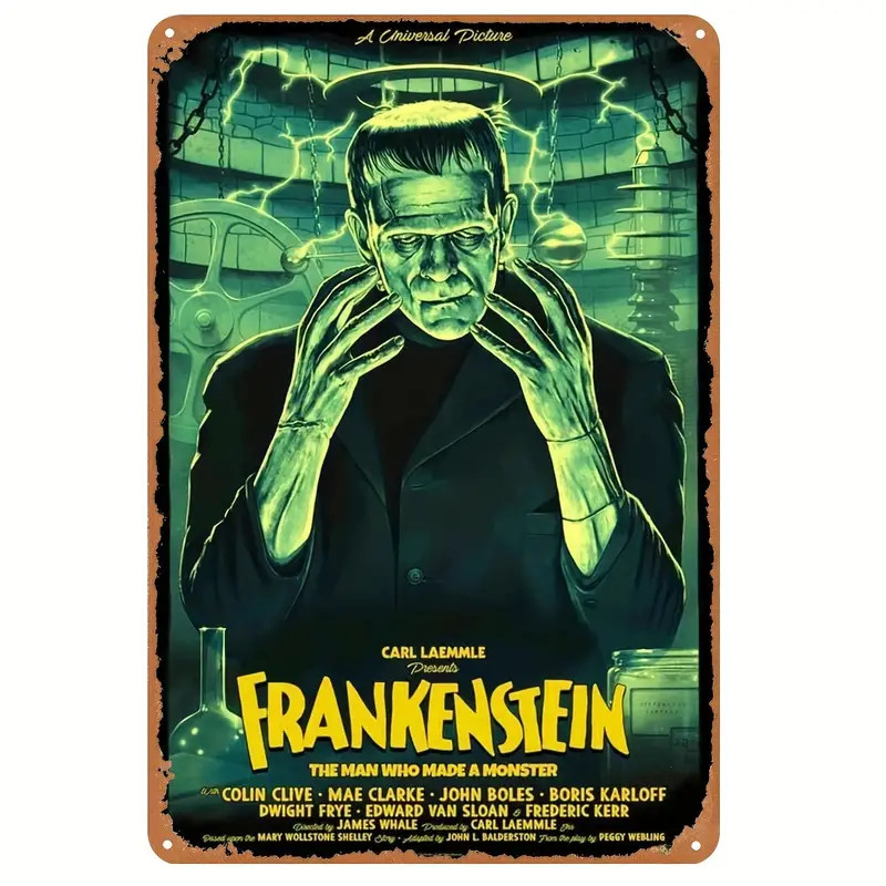 Panneau Mural Vintage En MÃ©Tal Frankenstein 20,32 Cm X 30,48 Cm