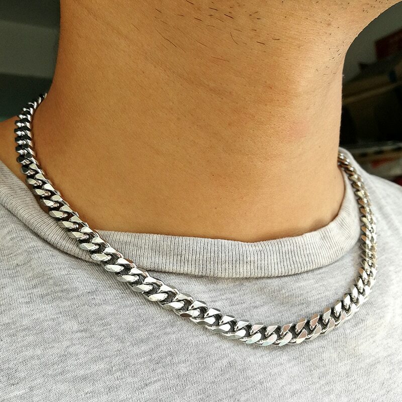 CRAFTD LONDON ネックレス CUBAN (SILVER) 8MM 8mm Miami Iced Diamond Cuban Link Chain - Silver | CRAFTD London