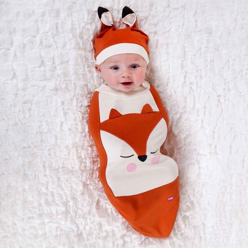 Bolsa de dormir envolvente con diseño de zorro para bebés de 0-3-6 Meses