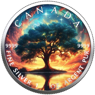 2025 Canada Farbiger Round   Tree of Life   1 OZ SILBER - COLOR EDITION