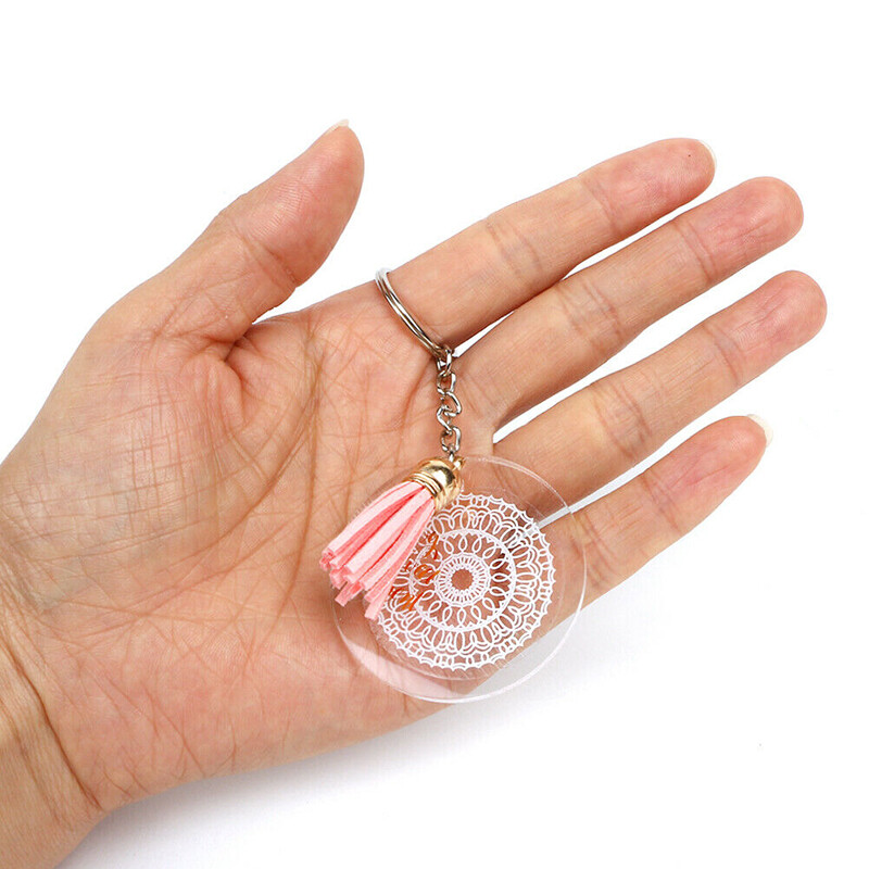Download 132pcs Acrylic Clear Circle Discs Diy Crafts Kits Round Keychain Blanks Tassles Ebay