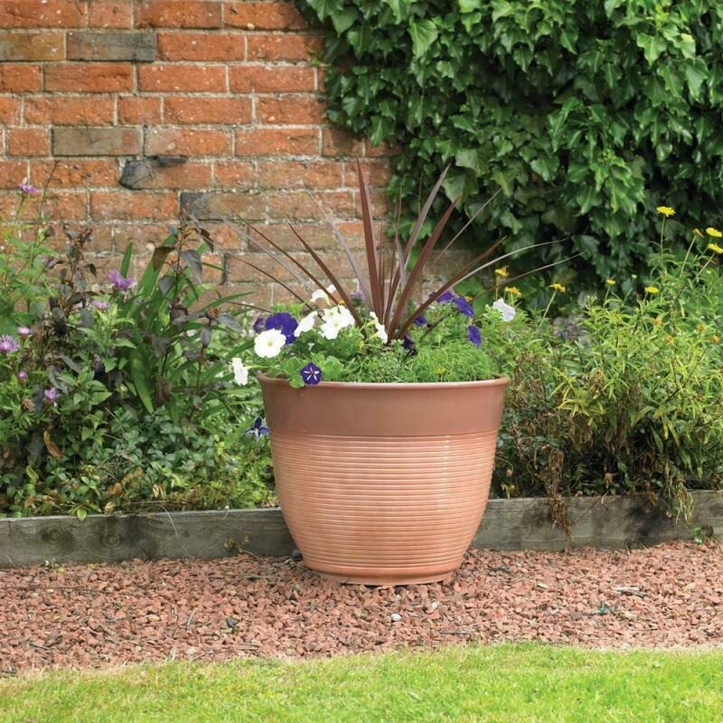 50 x 39cm Large Glazed Ceramic Effect Plastic Garden Plant Pot Planter