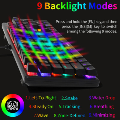 Greyghost Mechanical Keyboard Gaming RGB LED Rainbow Backlight Wired Keyboards