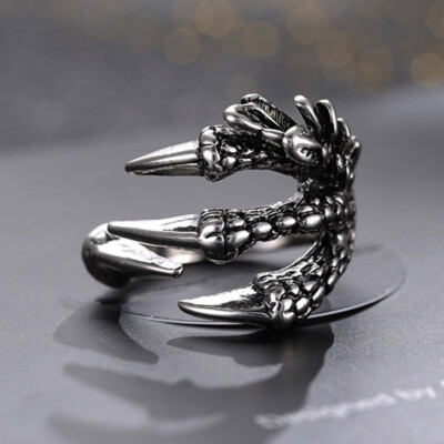Retro Hip Hop Punk Animal Gift Size 5-13 Jewelry Men Ring Fashion Dragon