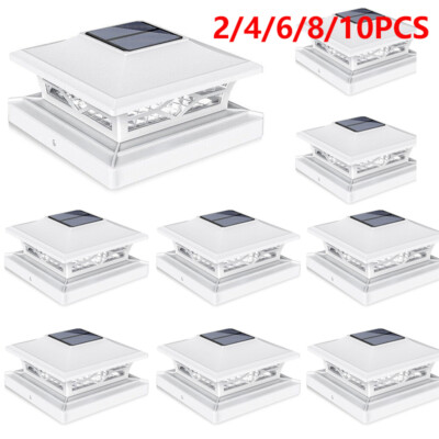 2-10PCS Outdoor Flame Light Solar Post Deck Fence Cap 4x4/6x6 Bright Light