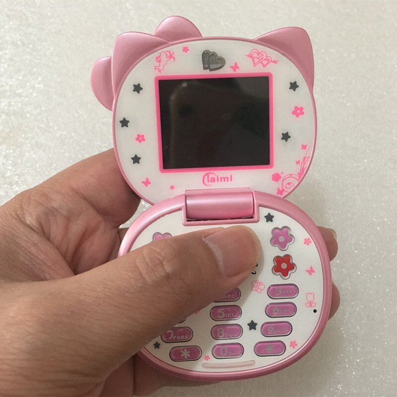 Mini Cute Kitty Flip Mobile Phone Unlocked Small Dialer Kids Girls Mini Phone