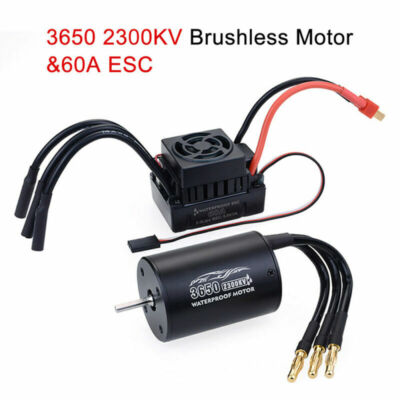3650 Waterproof 2300/3100/3900KV Brushless Motor 60A ESC Combo for 1/10 RC Car