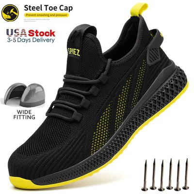Balck best Safety Shoes Mens Lightweight Sneaker Work Boots Steel Toe Breathable