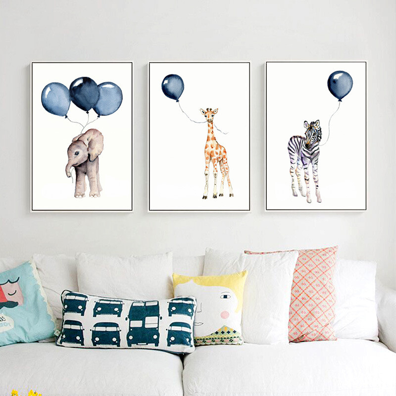Elephant Zebra Giraffe Baby Nursery Room Hanging Wall Decor
