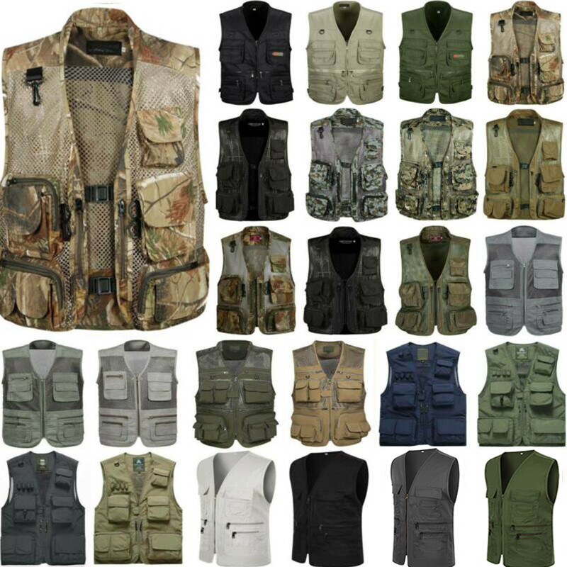 Herren Ranger Reise Wandern Jagd Weste Multi Tasche Arbeiten Anglerweste Gilet