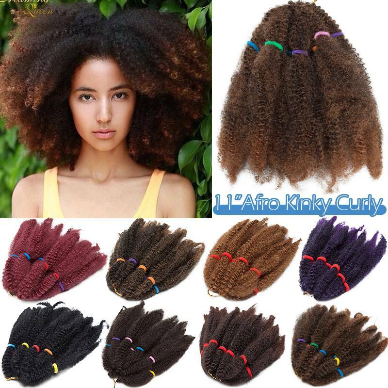 Afro Kinky Bulk Hair Extension Curly Twist Crochet Braids 100% Natural as Human