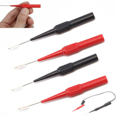 4Pcs Car Multimeter Test Lead Fuke Extention Back Probes Sharp Needle Mcro Pin