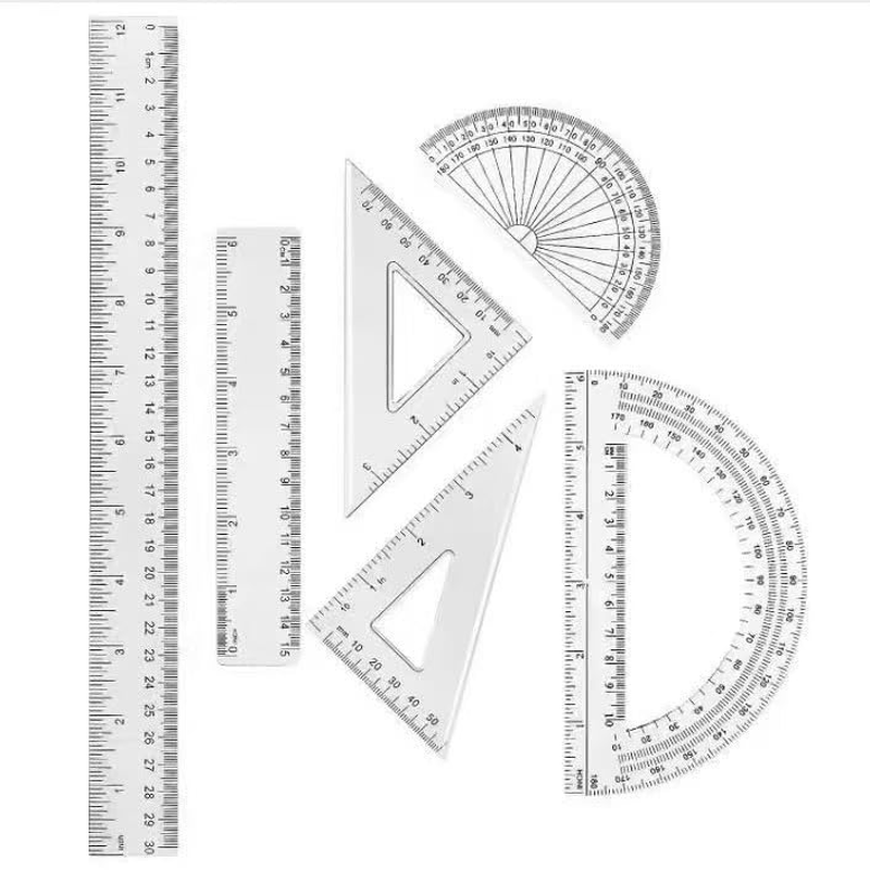 6 Pcs Triangular Ruler Set Engineering Scale Architect Drafting Ruler Protractor