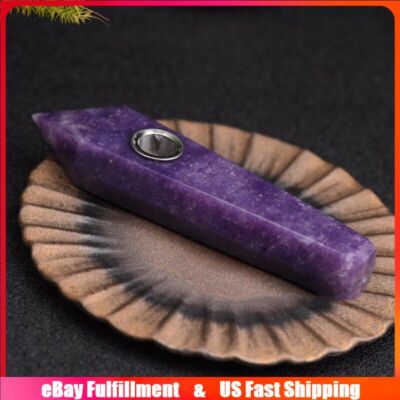 Natural Lilac Lepidolite Quartz Crystal Smoking Pipe Healing MIneral Stone Wand