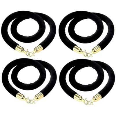 4PCS 59'' Velvet Rope Crowd Control Stanchion Post Queue Line Barrier Rope-Black