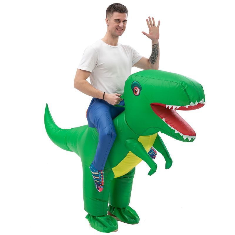 Inflatable Dinosaur Costume Adult Funny Blow up Halloween Ride on Dino T-Rex Cos