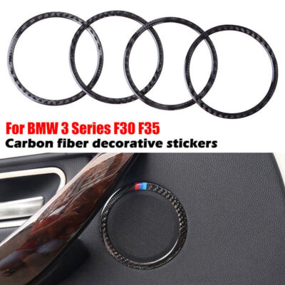 Carbon Fiber Door Panel Speaker Ring Trim Cover for BMW F30 F34 340i 2013-2019