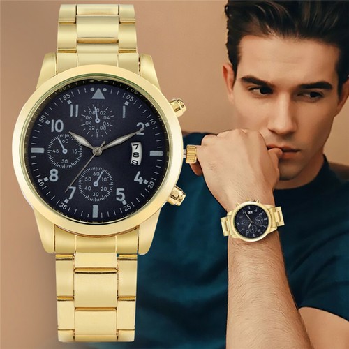 Casual Men Watch Luminous Hands Date Quartz Wrist Watch Steel Bracelet Strap