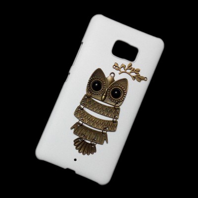 3D Cute Retro Metal Owl Branch Back Hard Phone Skin Case Cover For HTC U Ultra