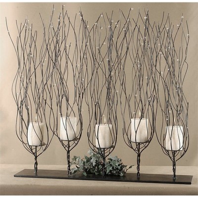 Uttermost Fedora Traditional Metal Candleholder in Dark Brown Wash/Bronze