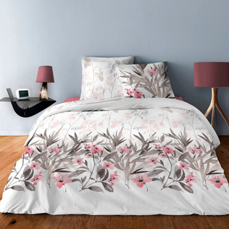 Housse De Couette 260 X 240 +2 Taies Lys Rose Coton 57 Fils SupÃ©Rieur