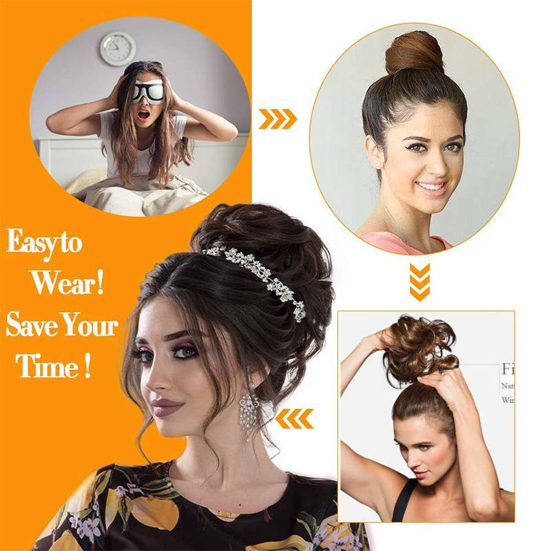 Rose Curly Messy Bun Real as human Hair Piece Scrunchie Updo Wrap Hair Extension