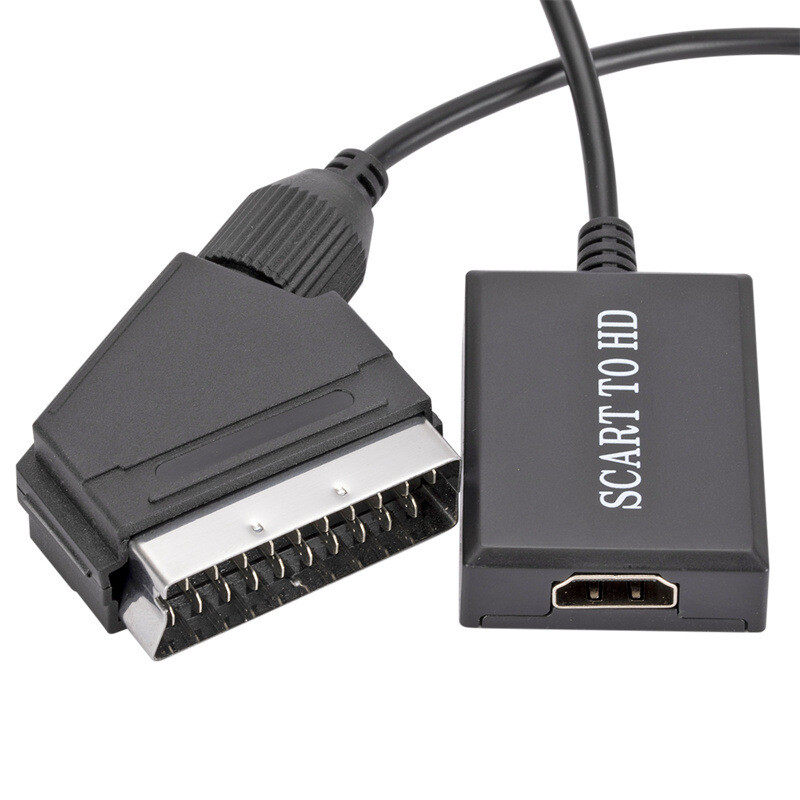 HD 1080P SCART To HDMI Video Audio Converter HDTV DVD For Box Cable Adapter