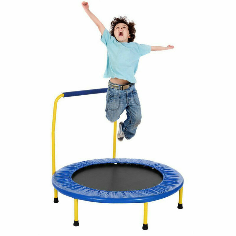 JumJoe Trampoline with Padded Frame Cover Handle Portable Foldable For Kids