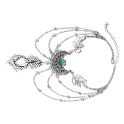 Elegant Upper Arm Woman Girl Beach Getaways Arm Cuff with Leaf Pendant