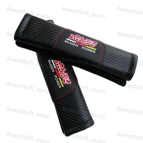 set of JDM MUGEN POWER Carbon Fiber Look Seat Belt Cover Shoulder Pads for HONDA
