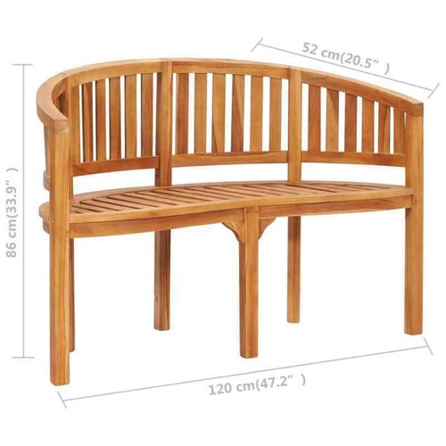 47.2" Outdoor Bench Loveseat Patio Chair Teak Wood Banana Bench Garden Backyard