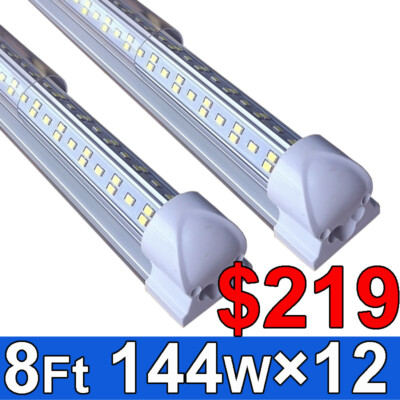 12Pack 8 Foot Led Tube Light T8 Integrated 8FT Led Shop Light 8' Garage Fixture