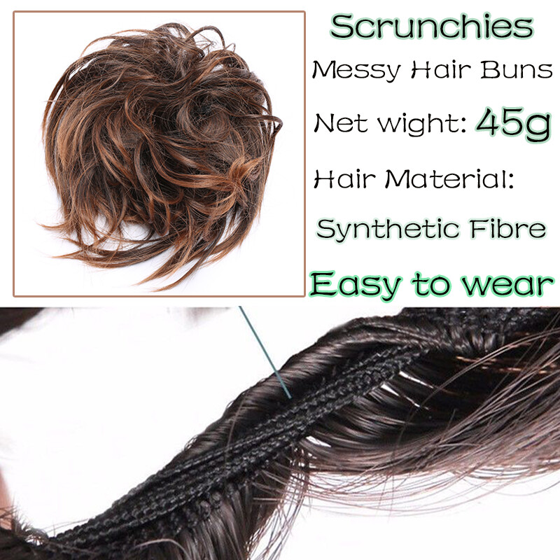 Curly Synthetic Elastic Messy Buns Hairpeice Scrunchies Ponytail