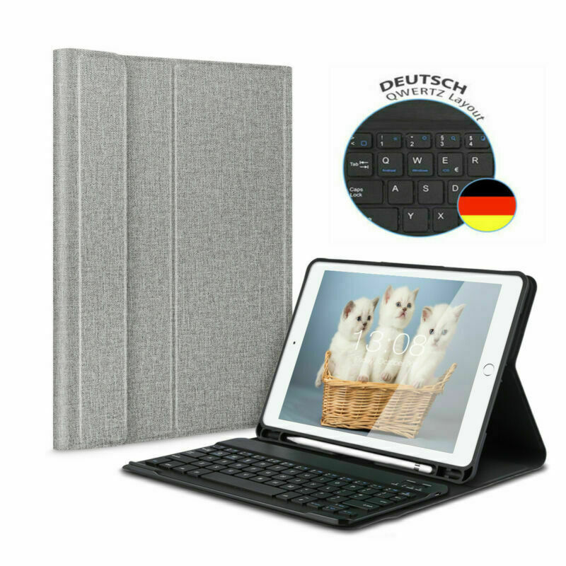 DEUTSCHE Tastatur für iPad 2018/2017 Air 1/Air 2 Bluetooth Keyboard Schutzhülle