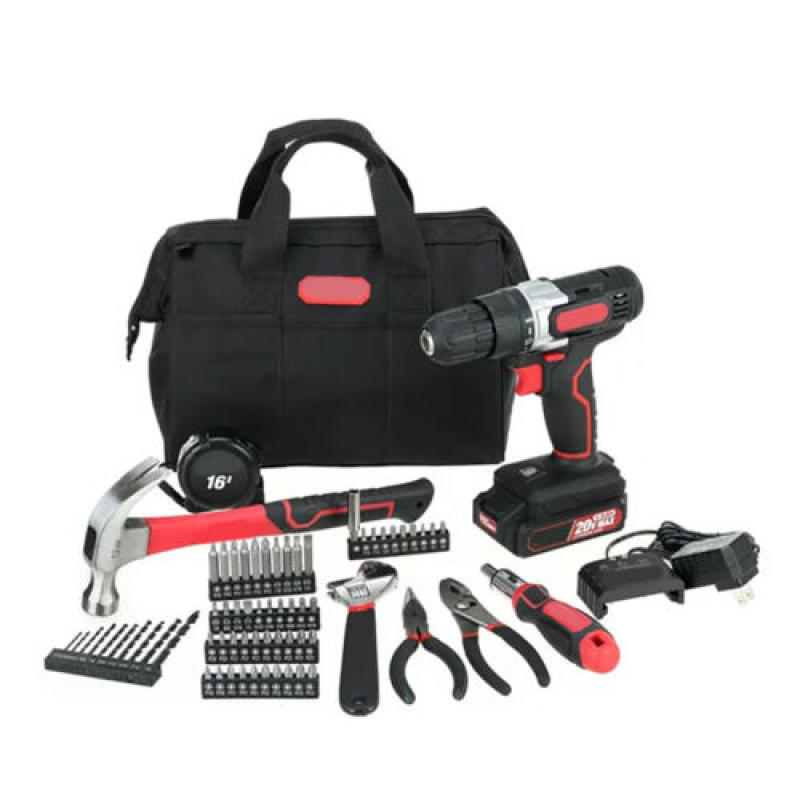20V Max Lithium-Ion 3/8 inch Cordless Drill 70-Piece Home Tool Set 1.5Ah