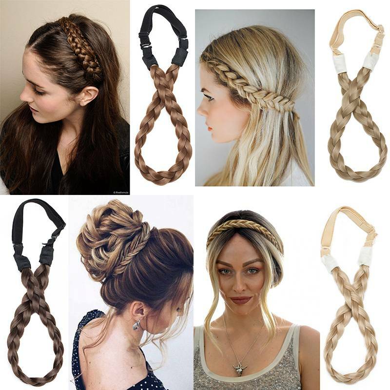 Details About Any Colors Hair Braid Adjustable Braids Hair Headbands Plaited Braided Headband