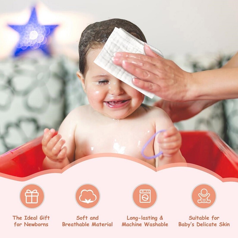 Muslin Baby Burp Cloths 100% Organic Cotton Large 20"X10" High Absorbent 10 Pack