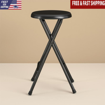 Folding Metal Stool Portable Seating Compact Padded Slip-Resistant Ideal Events